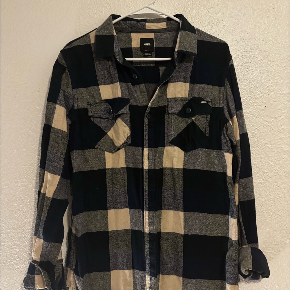 Vans Black and Cream Checkered Shirt